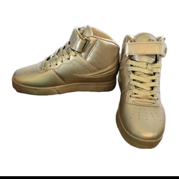 Womens Fila Vulc 13 MP Mid Plus Metallic Gold Sneaker Shoes 5CM00102-700 Size 6 - Picture 3 of 7